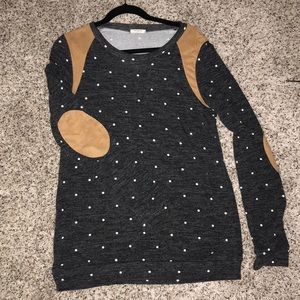 Cute polka dot sweater with suede elbow patches